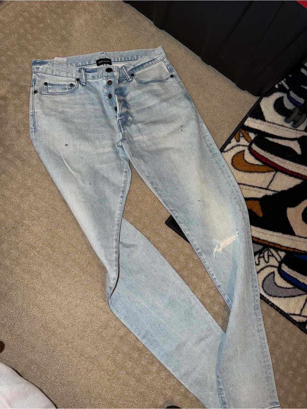 John Elliott Light Wash Skinny Jeans - Pale Blue